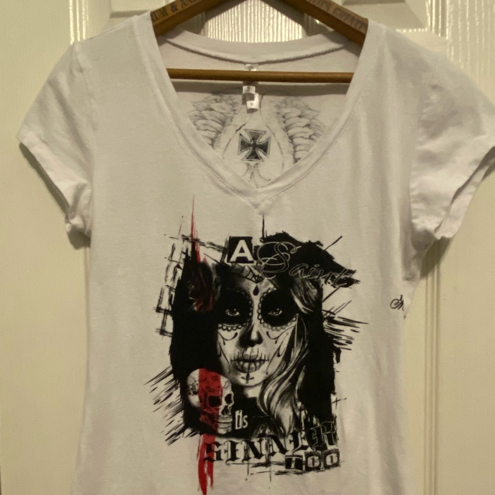 Reserved Women's T-Shirt A Saint Is A Sinner Malicious Caliber Size XL